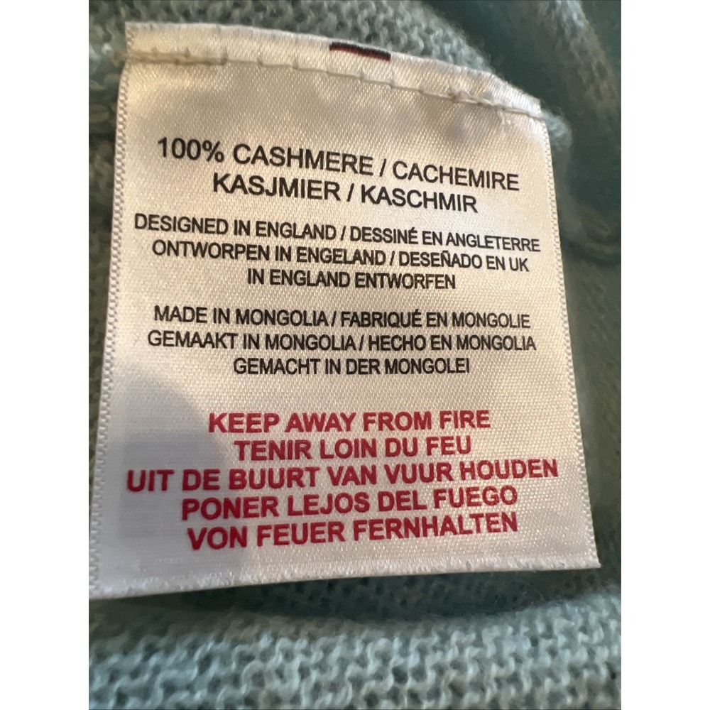 Jumper 1234 V-Neck 100% Cashmere Sweater Size Small Pale Blue | Navy Trim READ - Picture 4 of 7